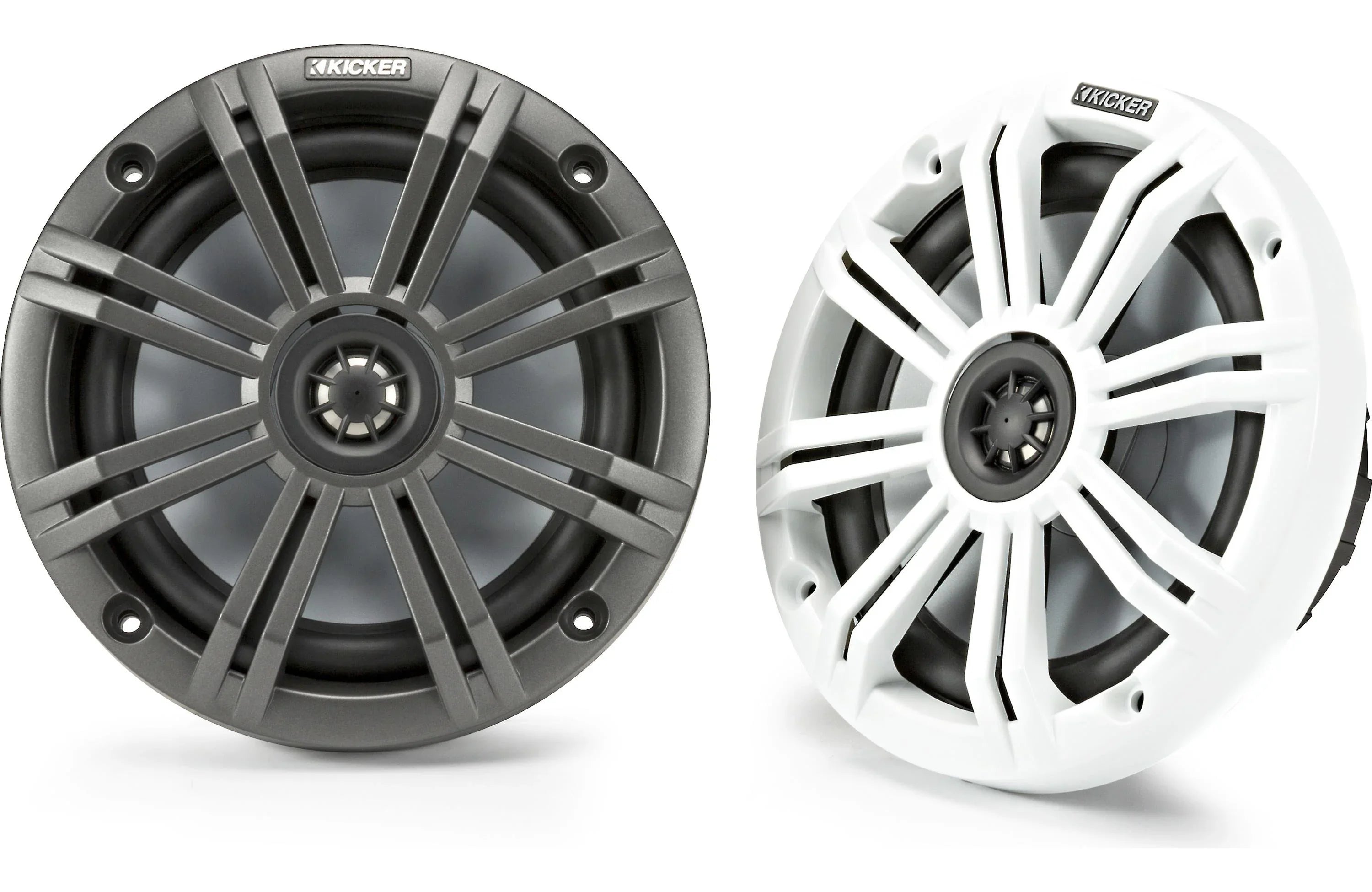 Kicker 45KM654 6.5" 2-Way Coaxial Marine Speakers with White & Charcoal Grilles
